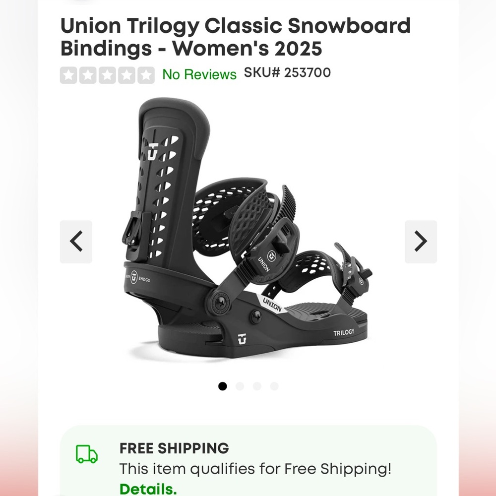 Union Trilogy Women Snowboard Bindings (Size medium 6.5-8.5)